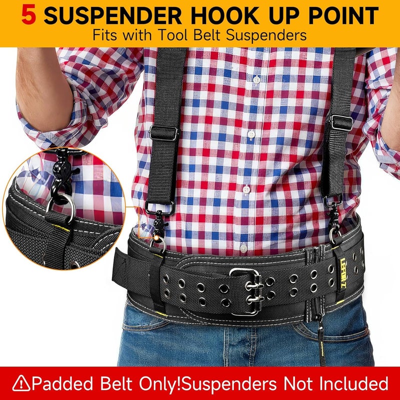 LEFORZ Padded Tool Belt,4-Inch Heavy Duty Tool Belts for Men with 5 Suspenders Ring,Work Belts for Electrician,Carpenter,Construction,Utility Belt,Adjustable Waist 34''-47''(Pouch not Included) - Image 5